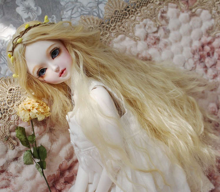 light golden long wig for bjd 1/3,1/4,1/6 doll - Click Image to Close